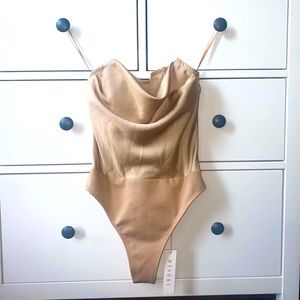 Meshki Rheanna Corset Cowl Neck Bodysuit